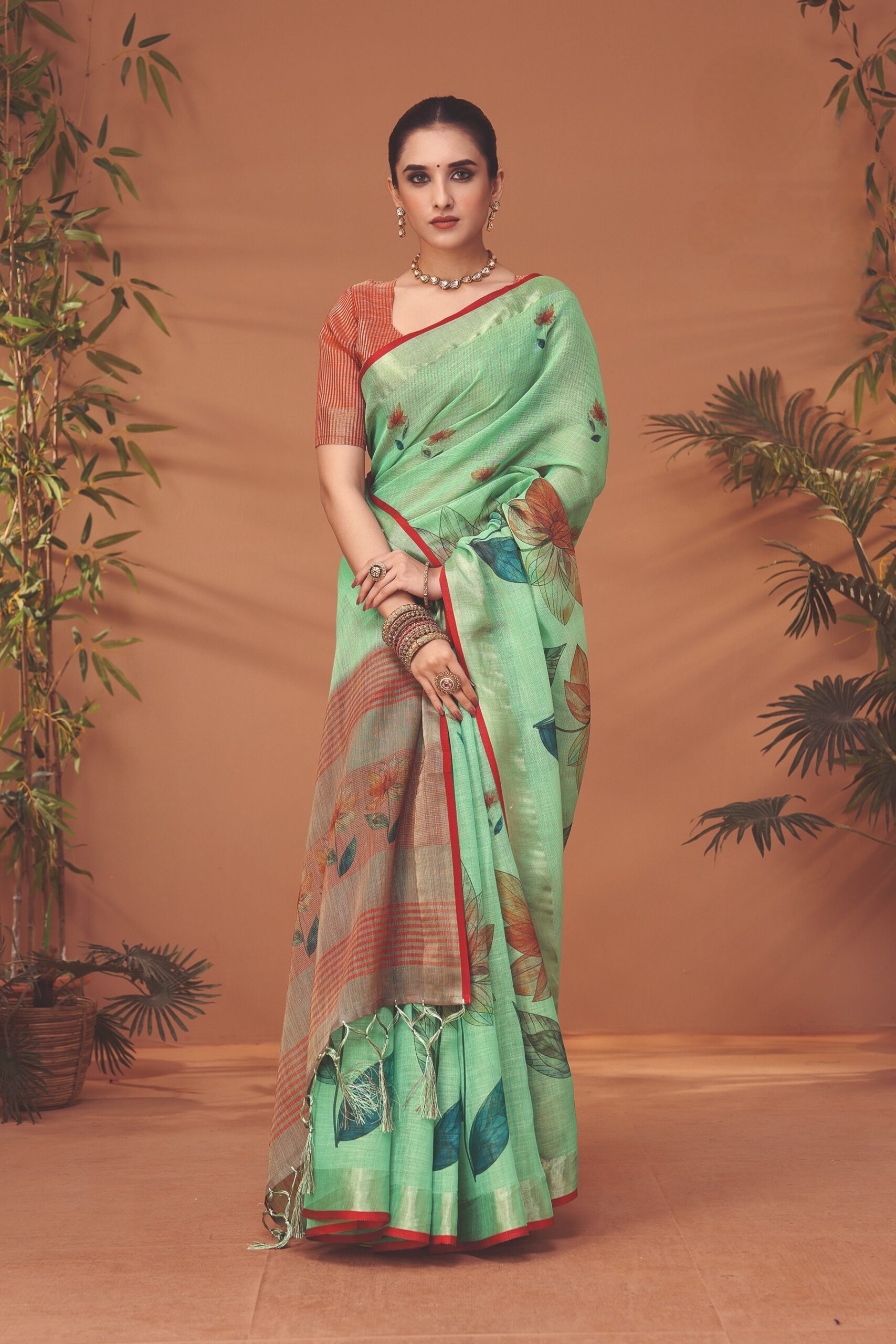 SEA GREEN LINEN BLEND