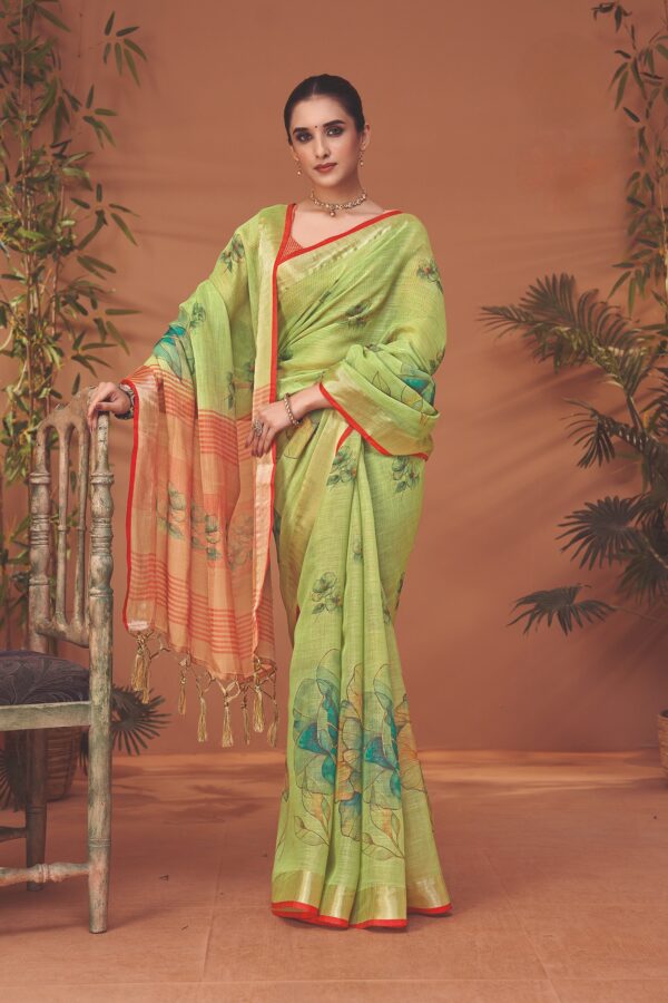 LIGHT GREEN LINEN BLEND